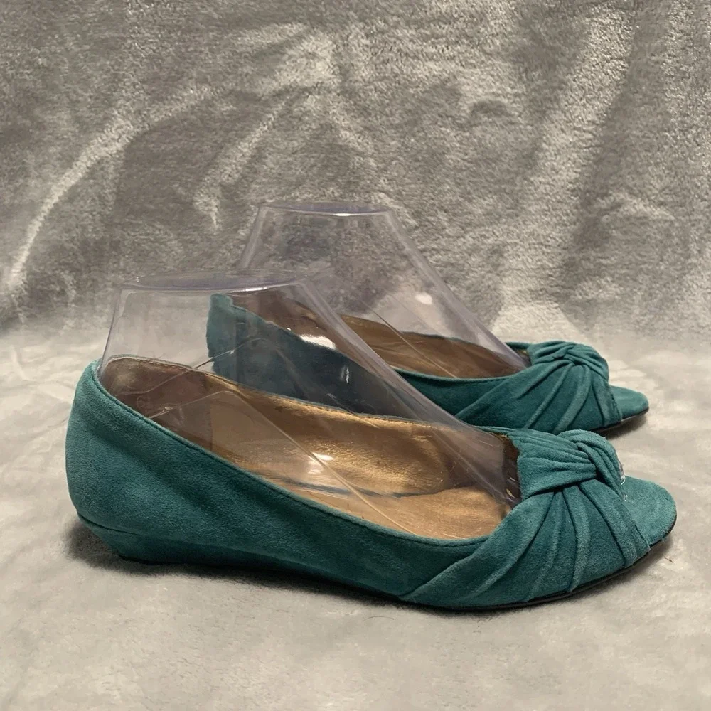 Seychelles Womens Shoes 6.5 Teal‎ Blue Suede Slip On Open Toe Coastal Passport